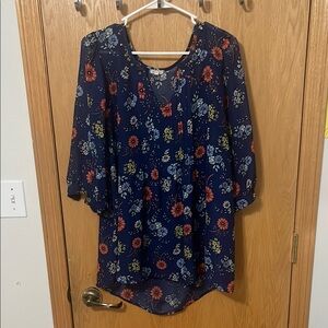 Floral Print Women's Navy Top